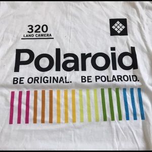 New White Polaroid Long Sleeve Graphic Shirt Large